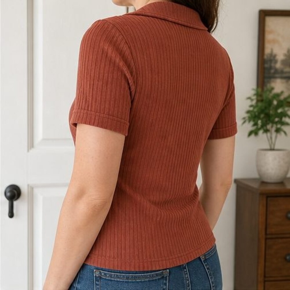 Rust Wrap Blouse - Picture 3 of 6